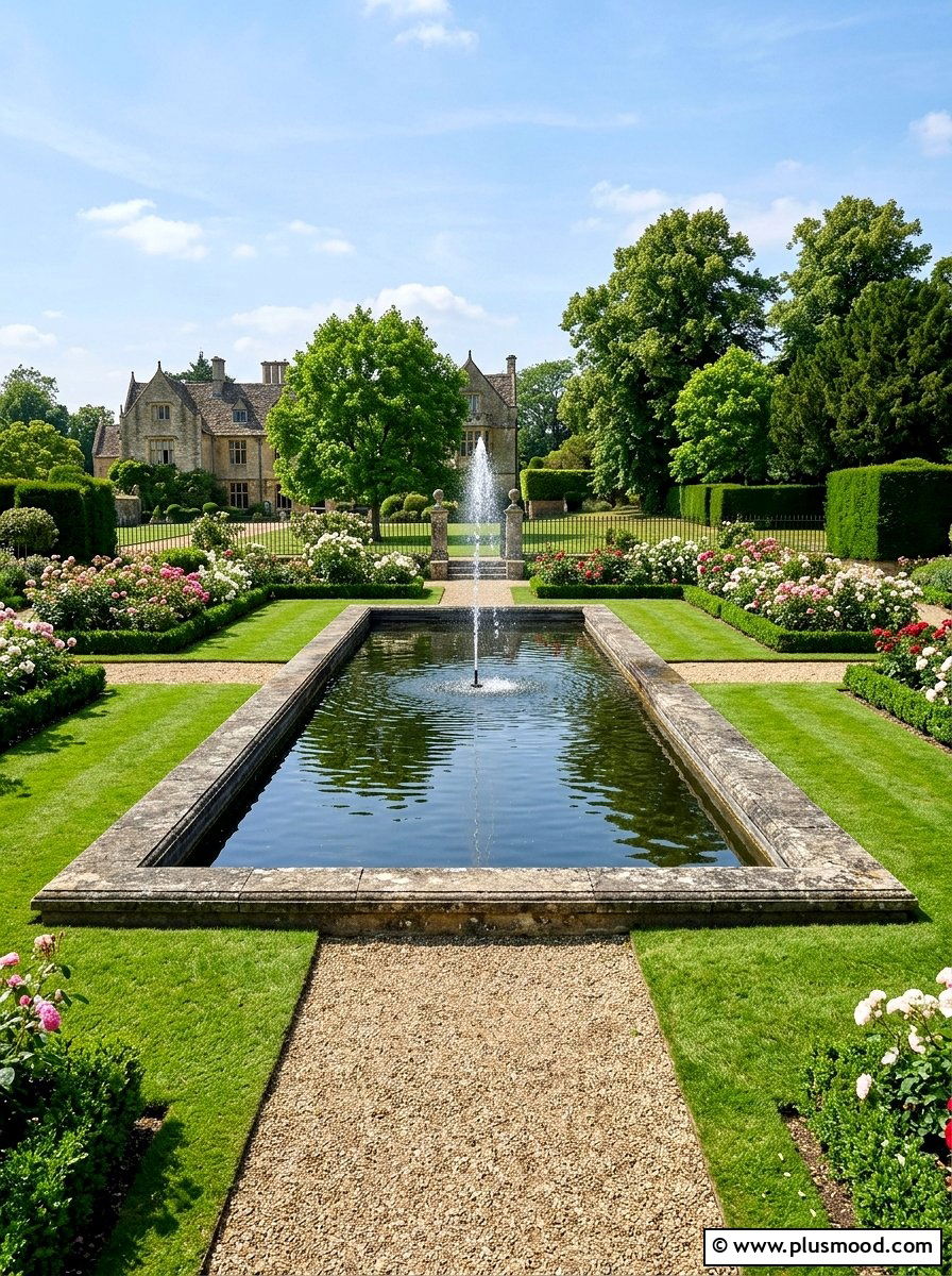 Formal Rectangular Pond - 25 outdoor garden decor ideas with water features