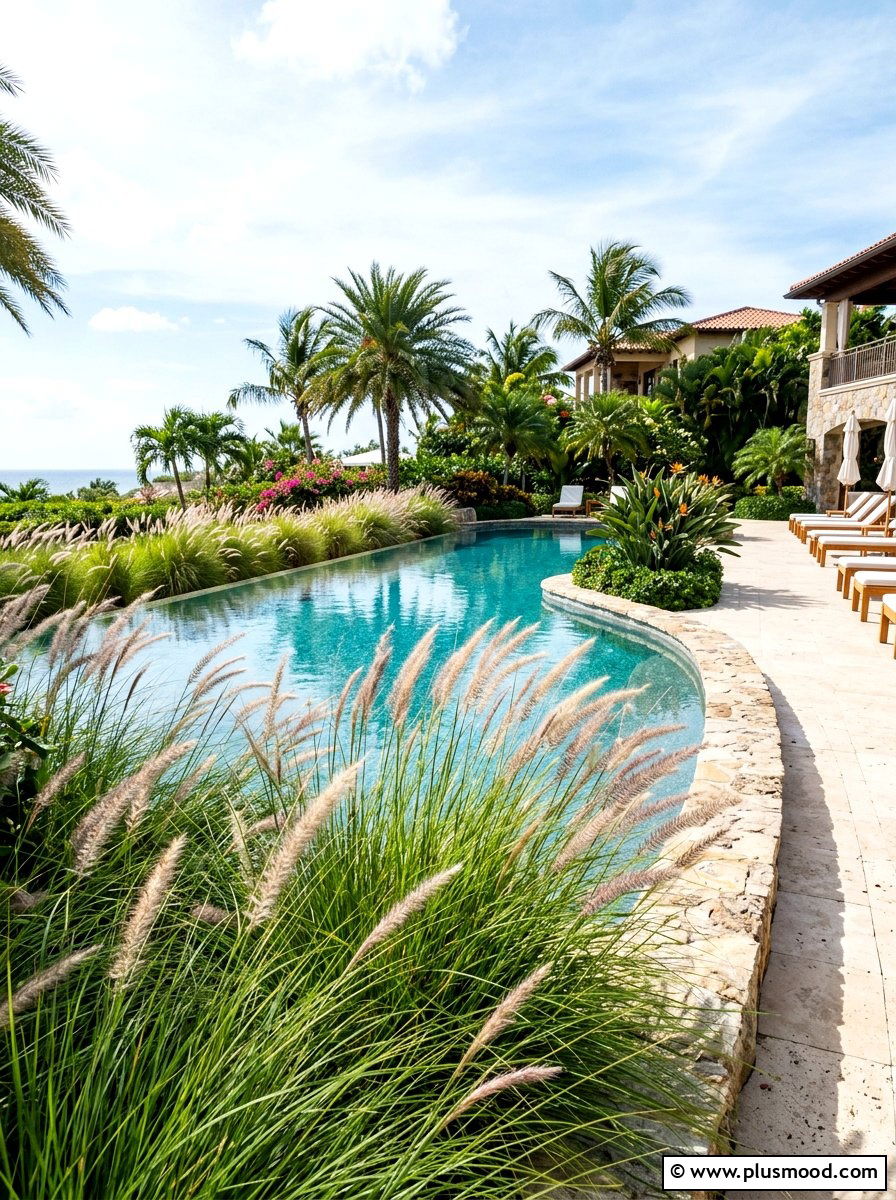 Fountain Grass Pool Landscape - 25 summer ornamental grass landscaping ideas