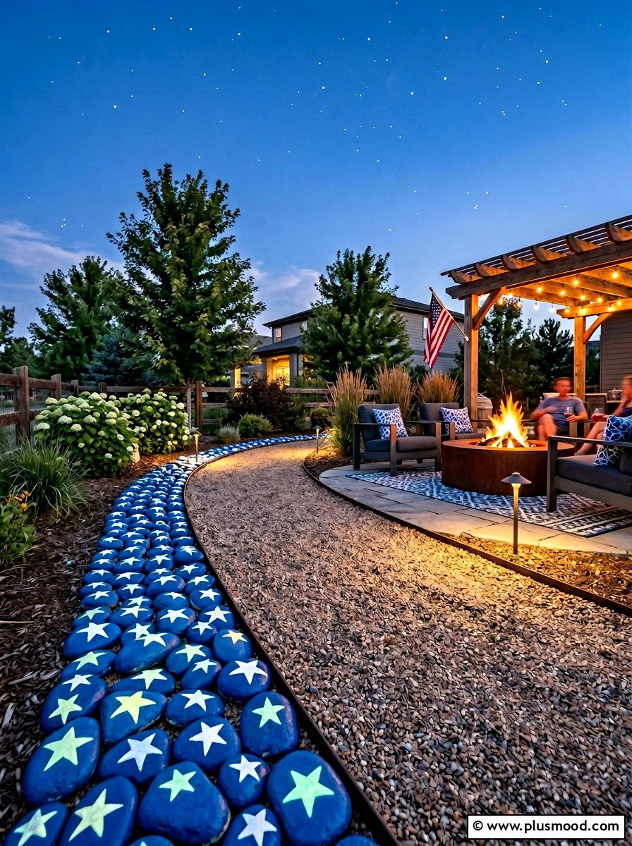 Fourth of July star rock - 25 painted rock ideas with holiday theme