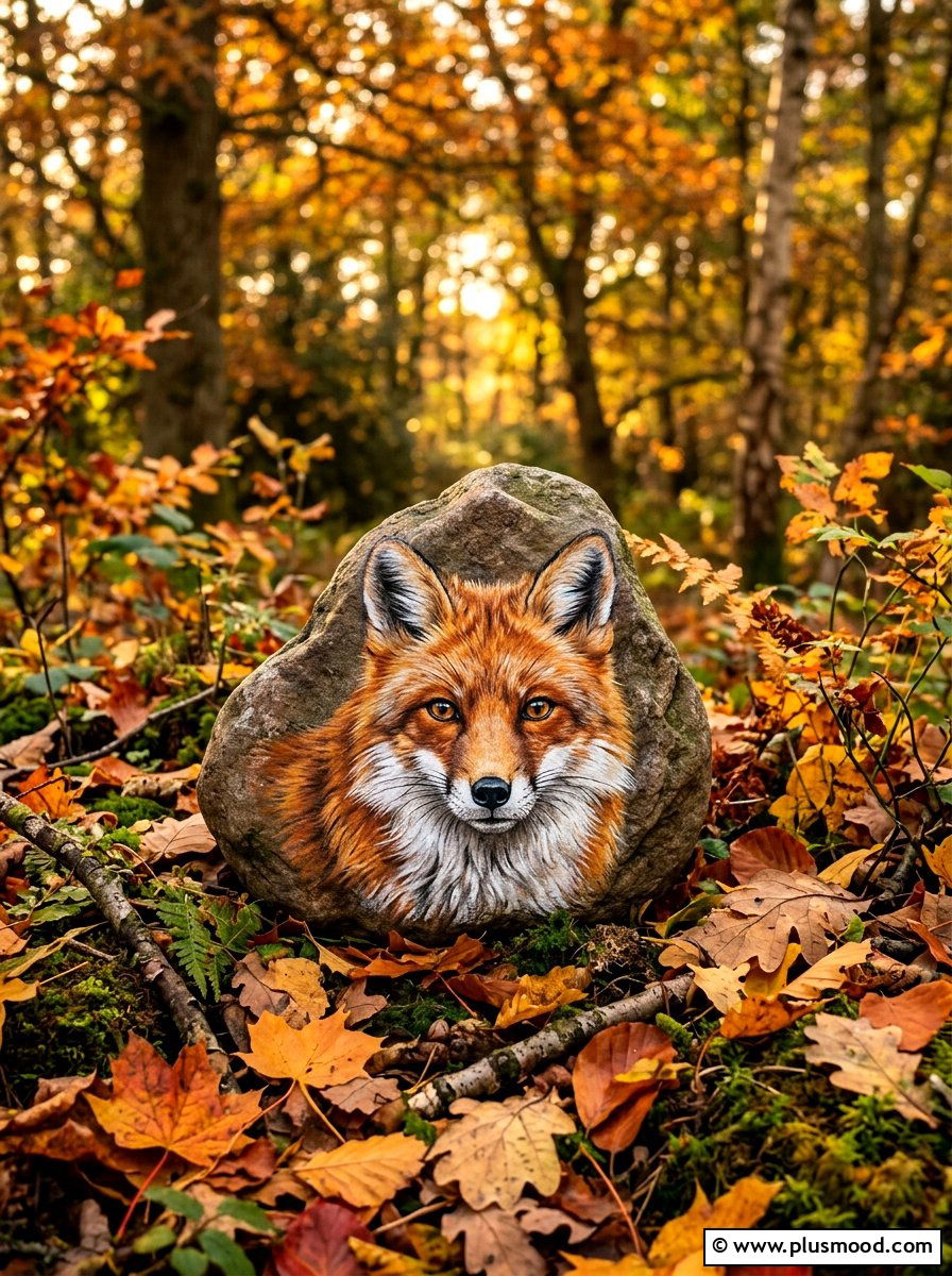 Fox Rock Painting - 25 painted rock ideas with faces