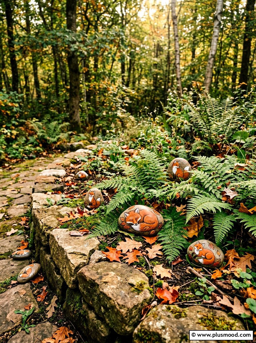 Fox Rock Painting - 25 painted rock ideas for fall decor
