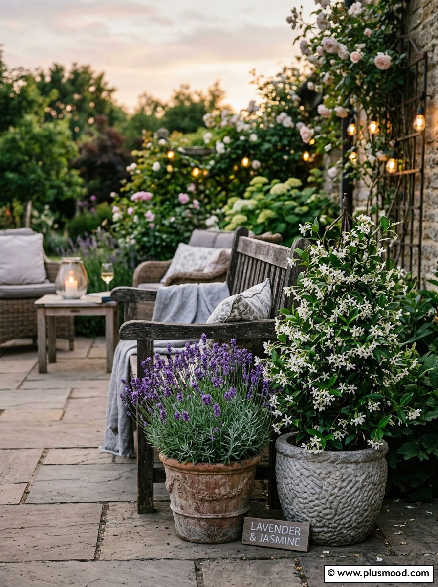 Fragrant Flower Pot - 25 small backyard ideas with potted plants