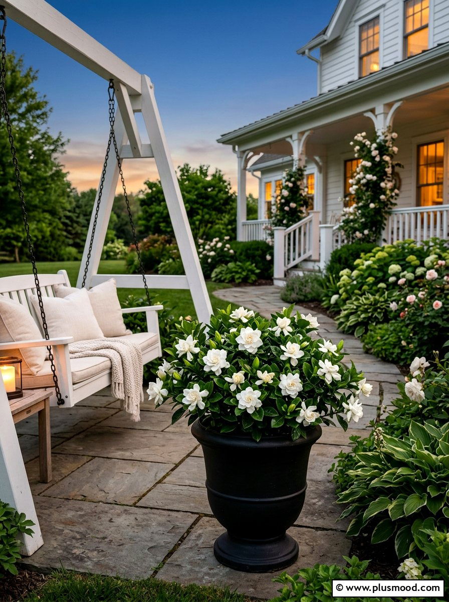 Fragrant Gardenia Container - 25 summer front porch flower ideas