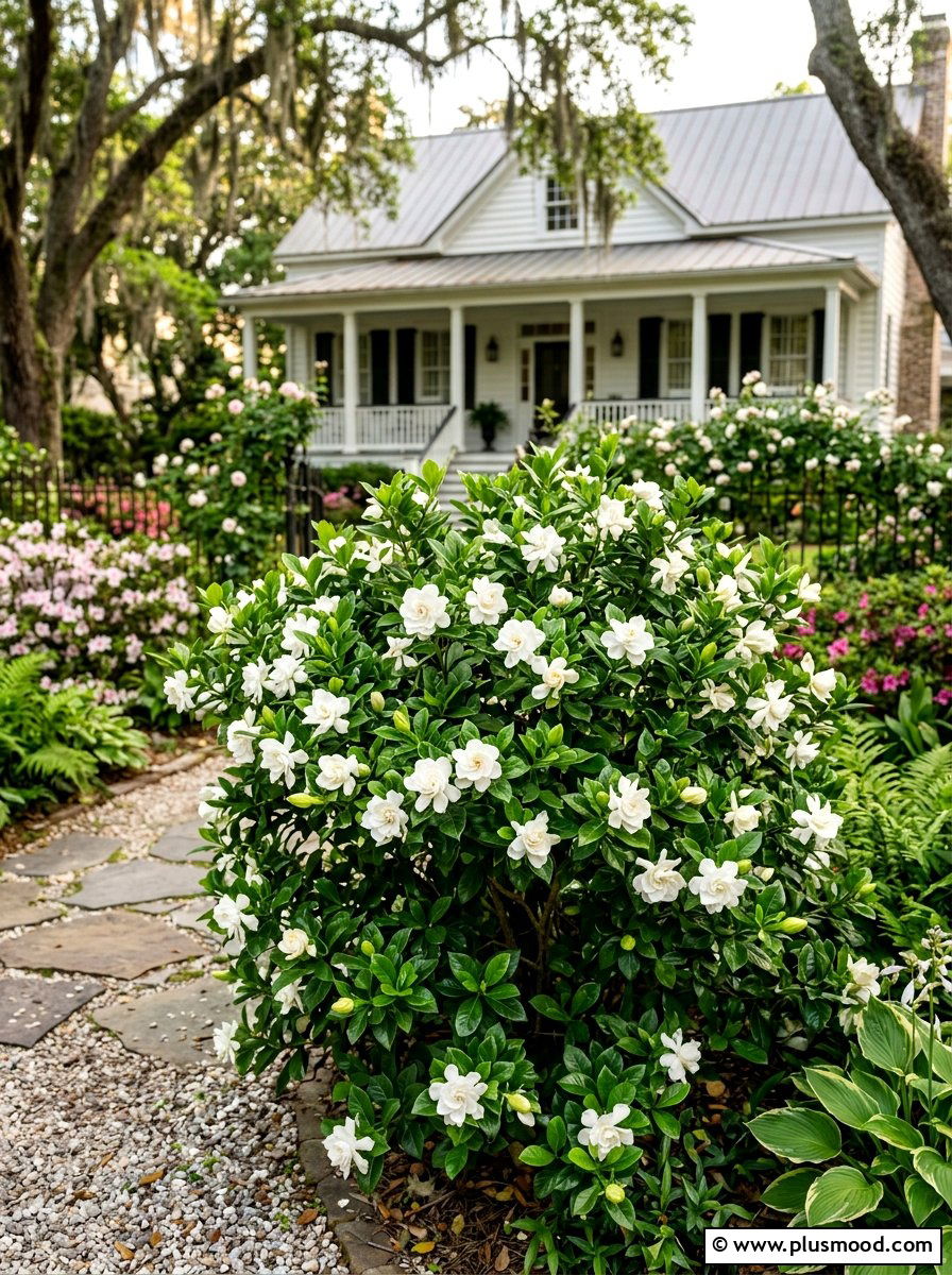 Fragrant Gardenia Shrub - 25 summer foundation planting ideas