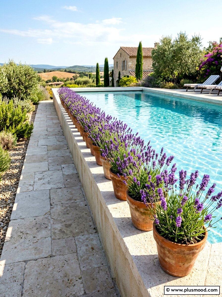 Fragrant lavender herb planter - 25 summer poolside planter ideas