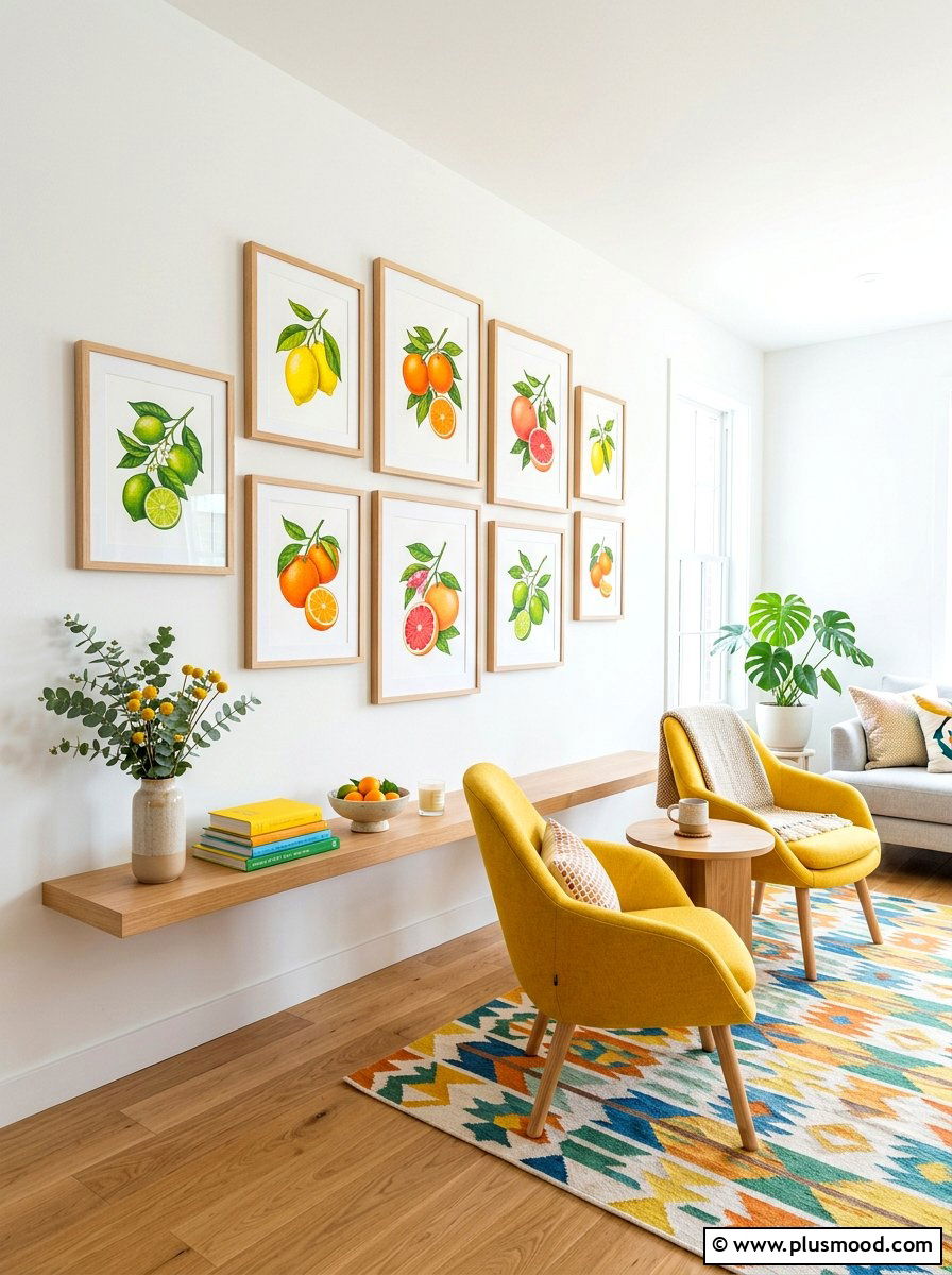 Framed Citrus Art - 25 summer wall art ideas for living room