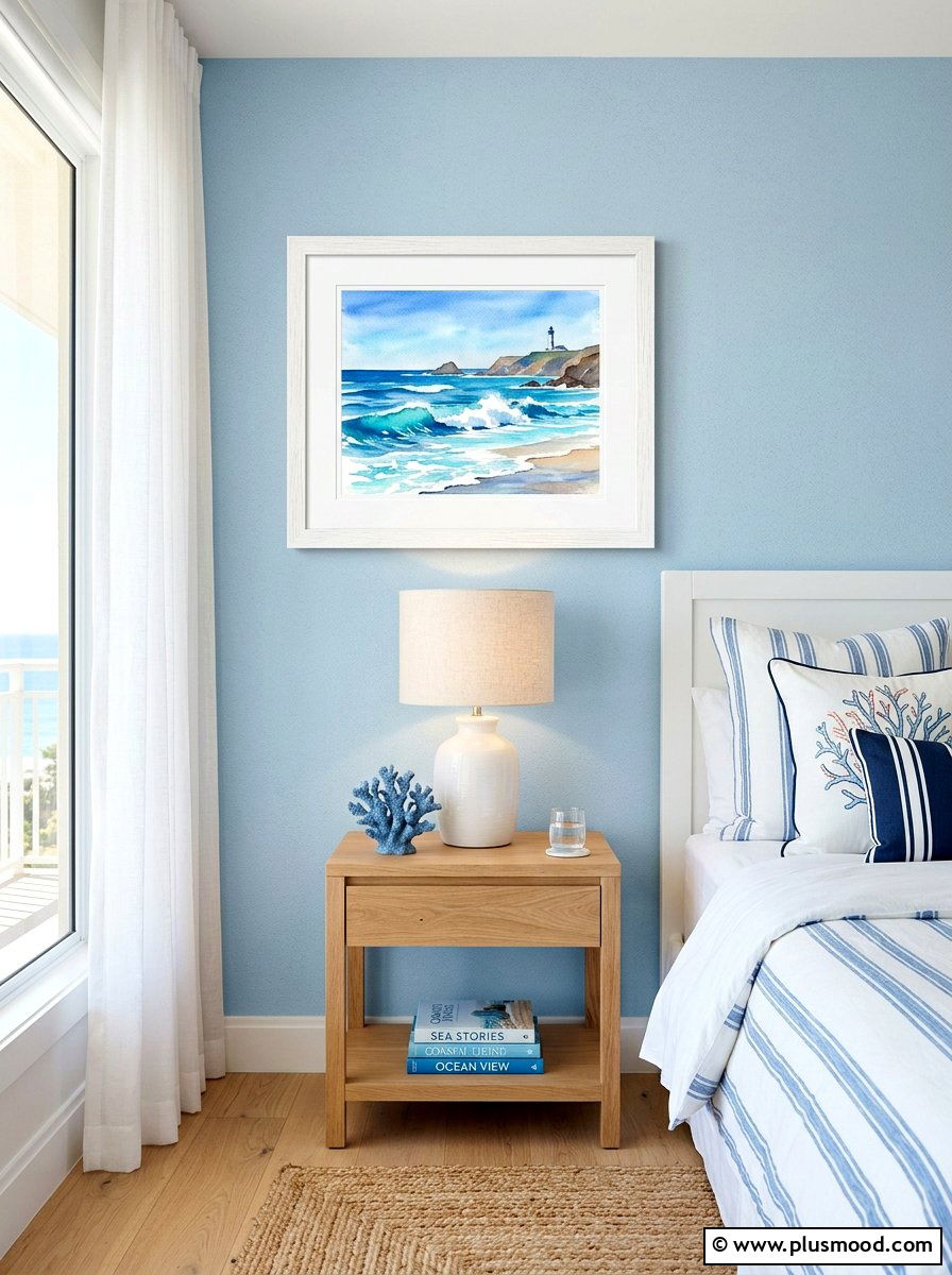 Framed Coastal Art - 25 summer nightstand decor ideas