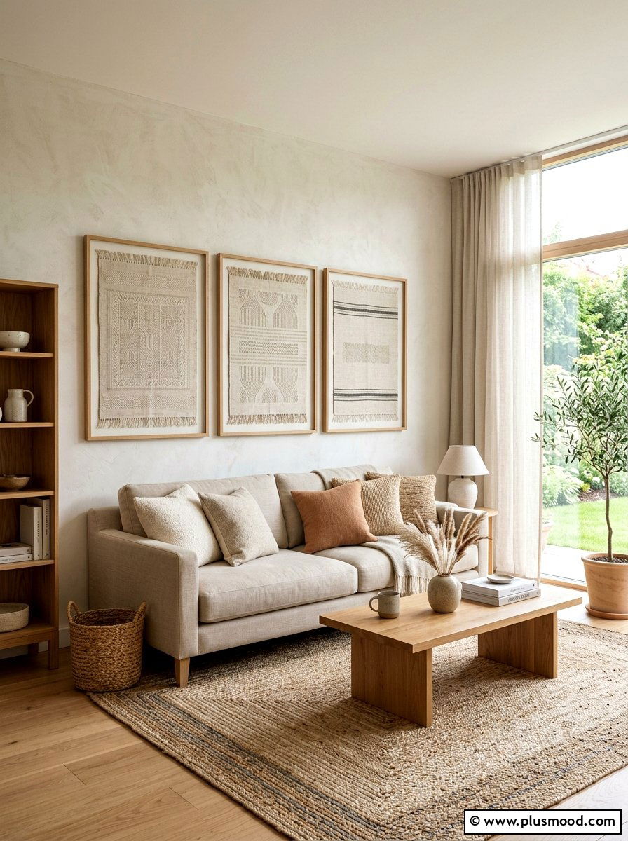 Framed Linen Textile - 25 summer wall art ideas for living room