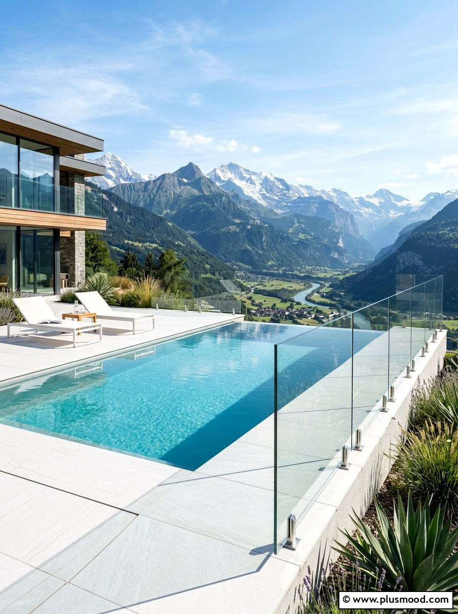 Frameless Glass Fence - 25 pool landscaping ideas with fence