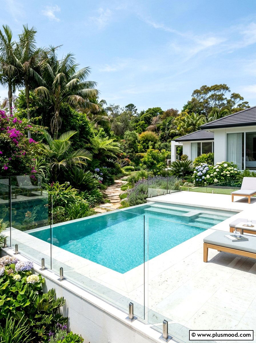 Frameless Glass Fencing - 25 pool landscaping ideas for zen style