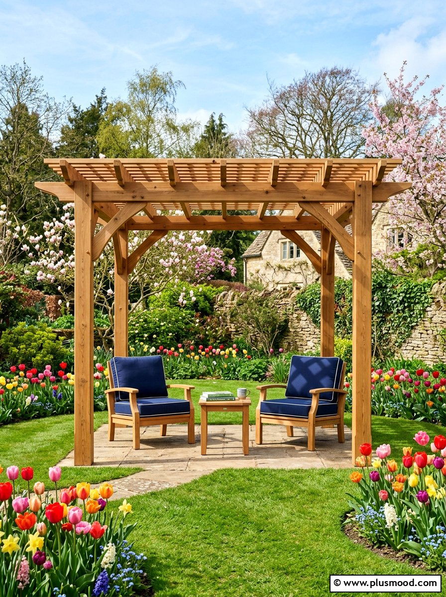 Freestanding Cedar Pergola - 25 small backyard ideas with pergola