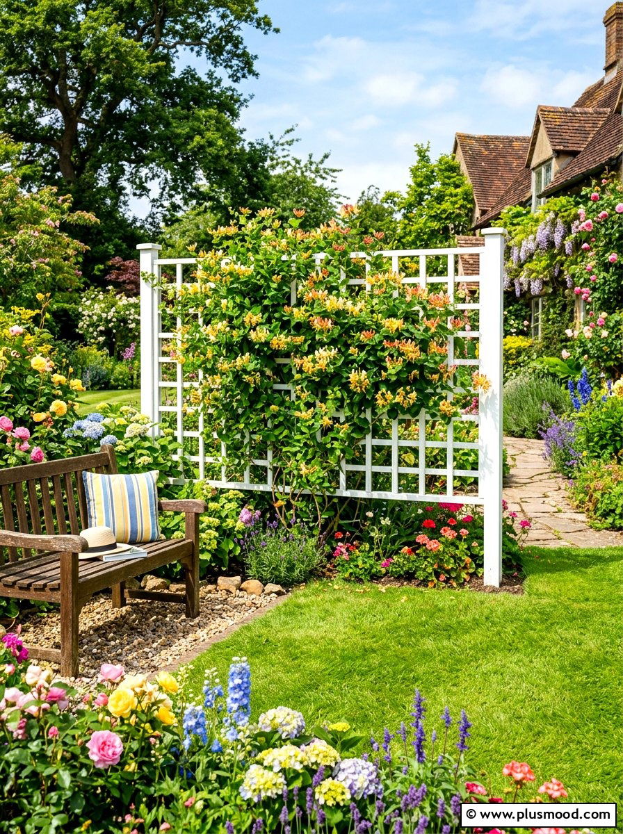 Freestanding Lattice Screen - 25 summer garden trellis ideas