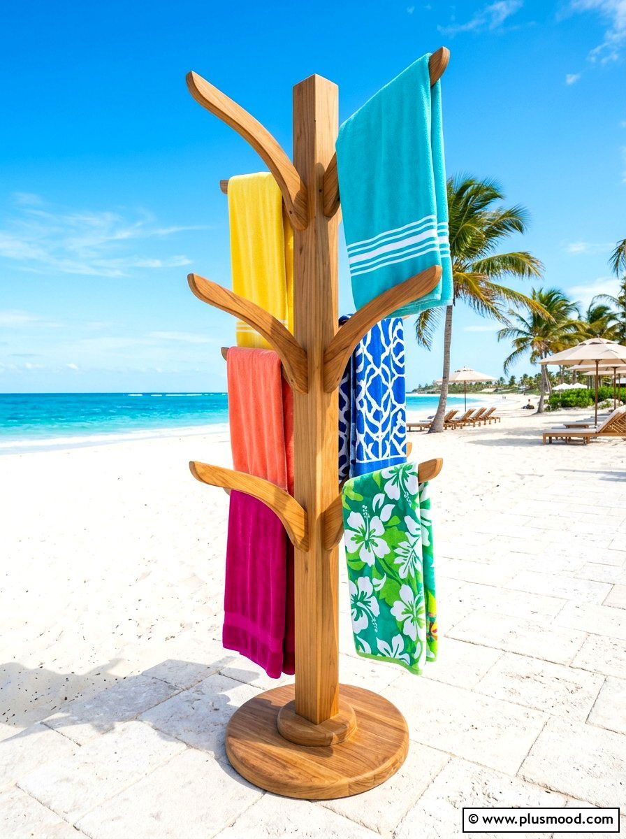 Freestanding Wood Towel Tree - 25 summer towel station ideas for pool area
