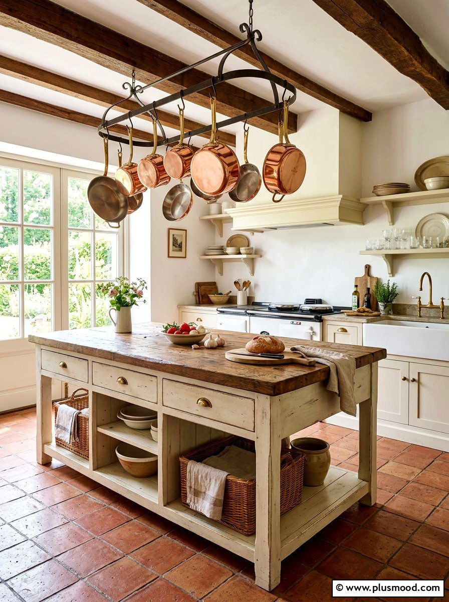 French Country Kitchen Island - 25 summer rustic decor ideas