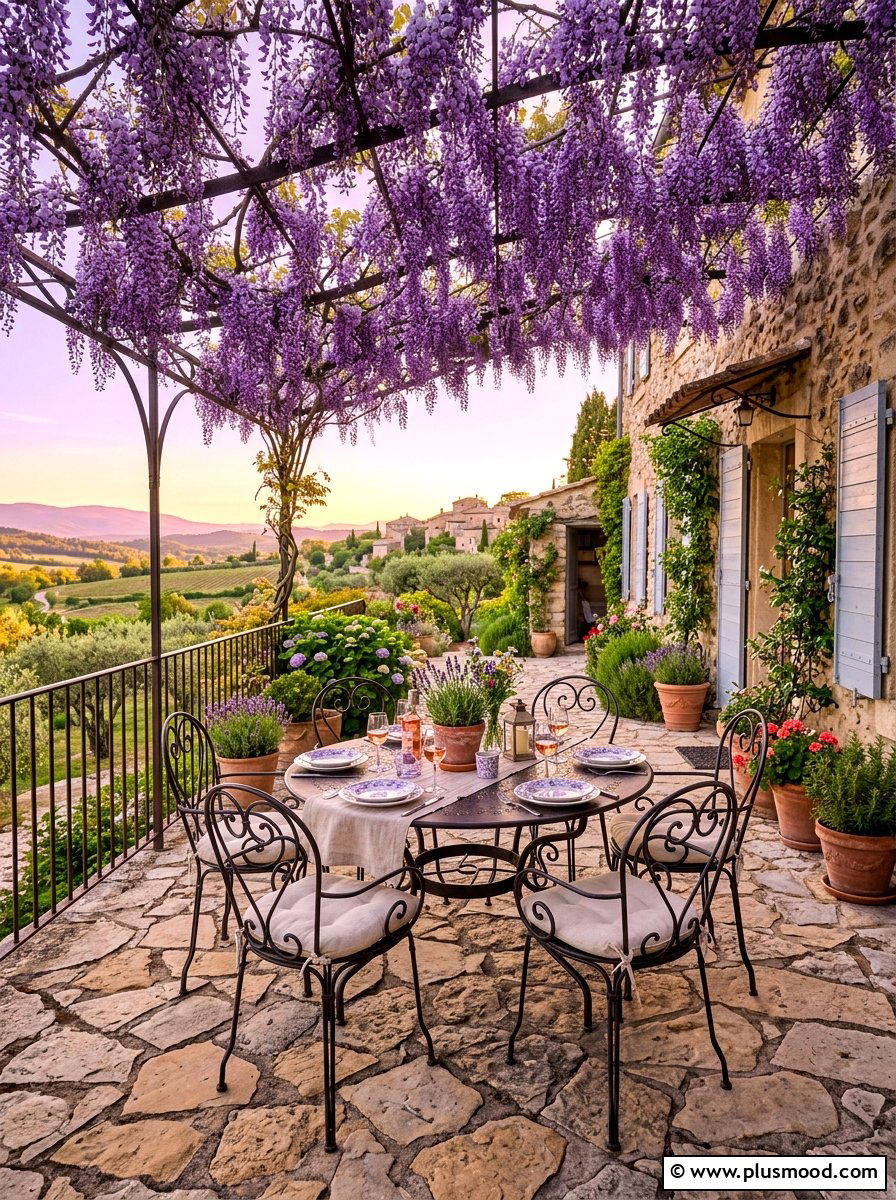 French Country Stone Terrace - 25 summer covered patio ideas
