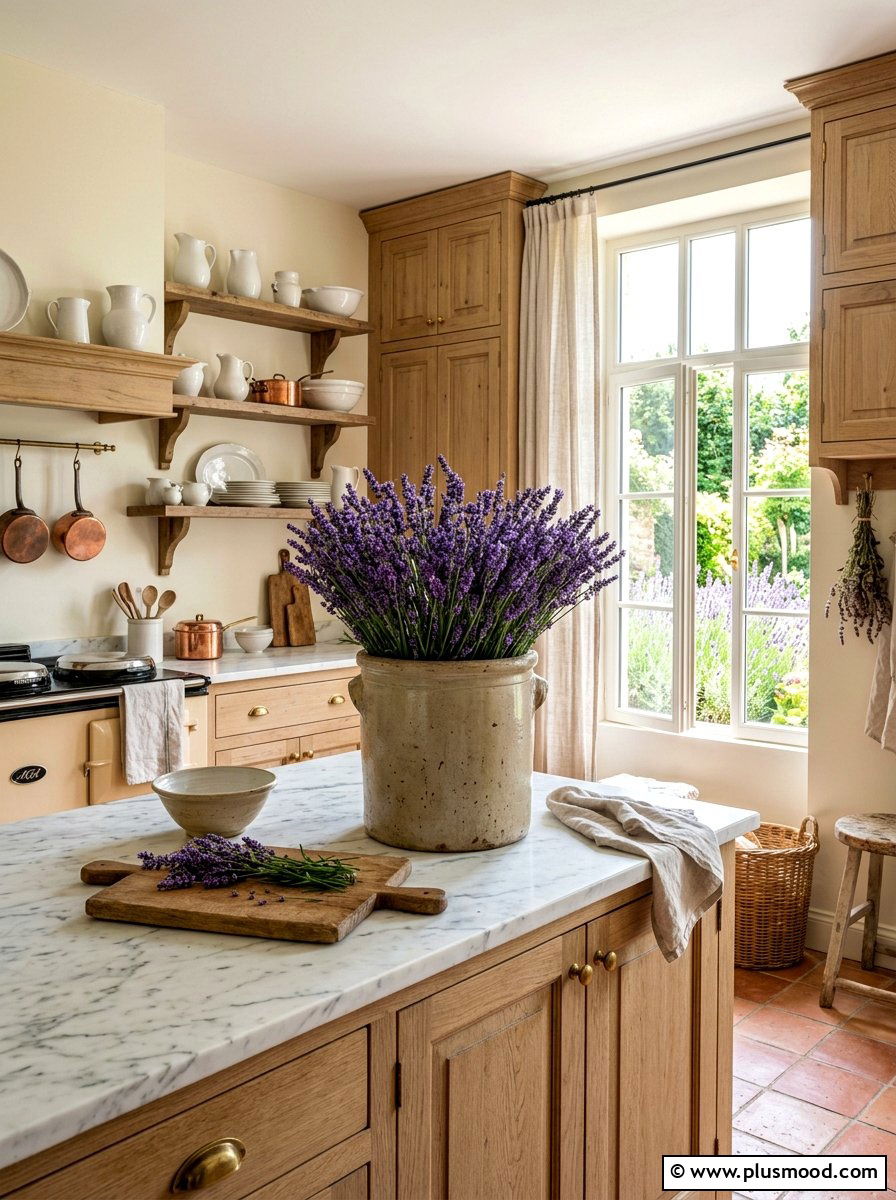 French country kitchen lavender display - 25 summer French country summer decor ideas