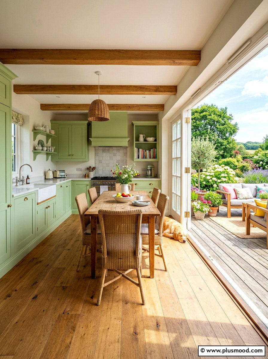 French patio doors - 25 summer cottage kitchen ideas