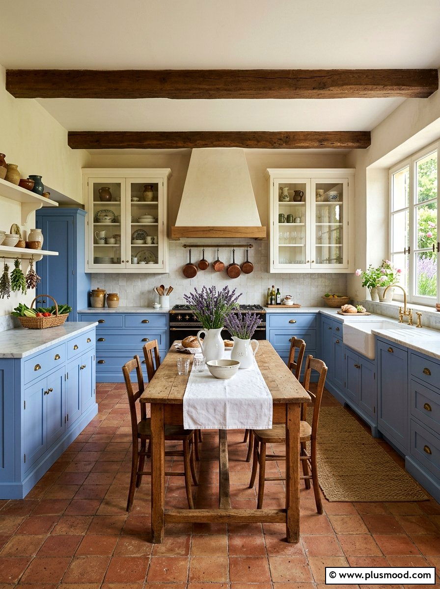 French provincial kitchen - 25 summer decor ideas with blue and white
