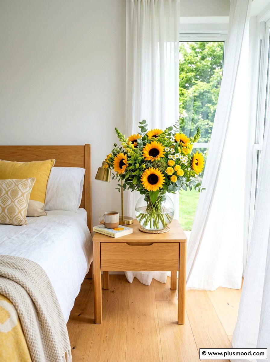 Fresh Flower Arrangement - 25 summer nightstand decor ideas