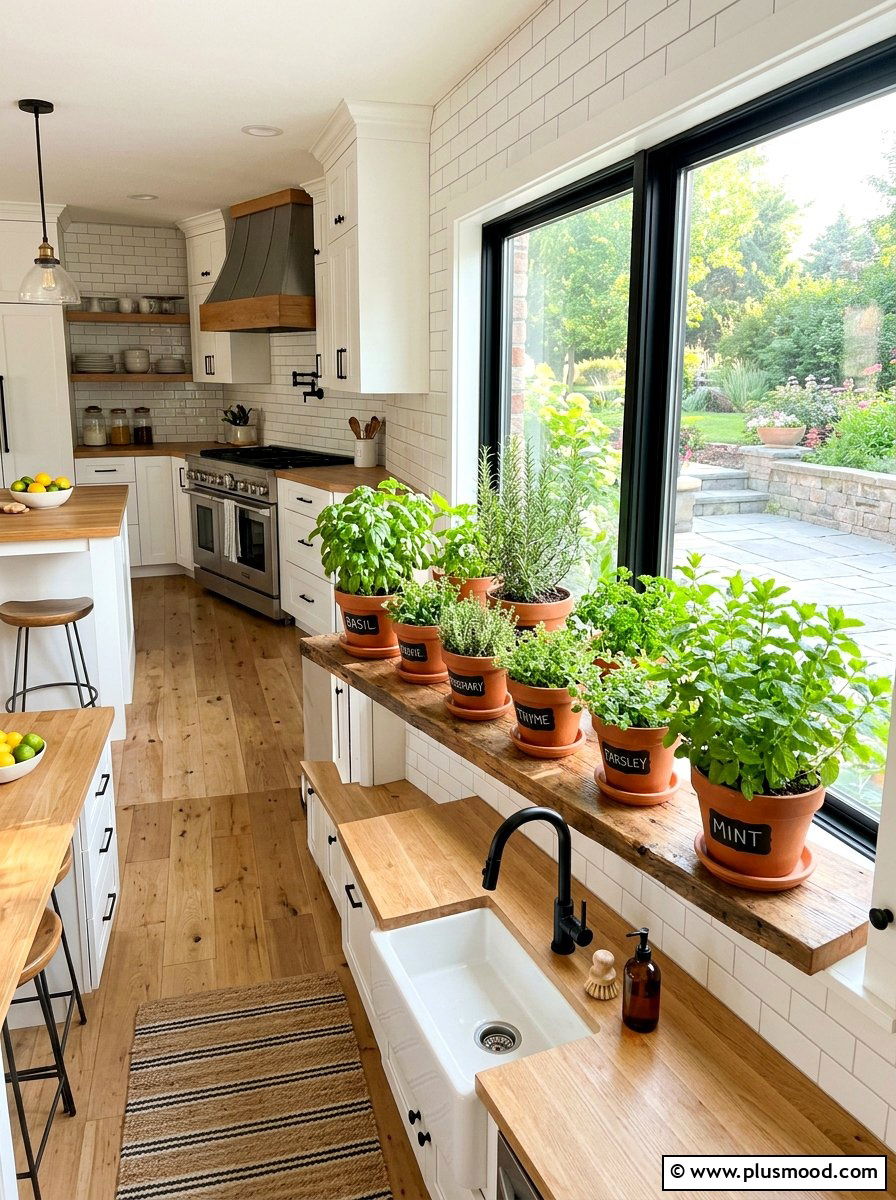 Fresh Herb Garden - 25 summer farmhouse kitchen decor ideas