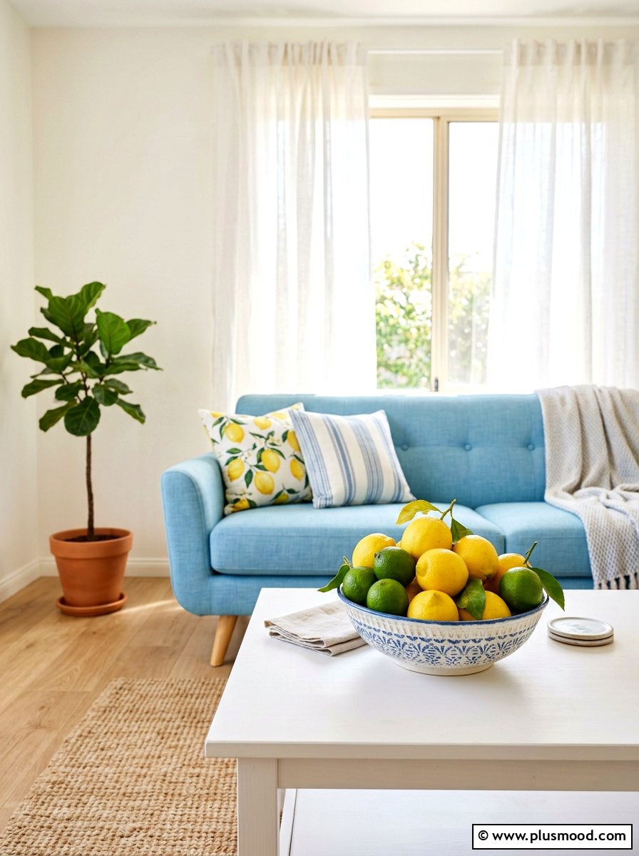 Fresh citrus fruit bowl - 25 summer family room decor ideas