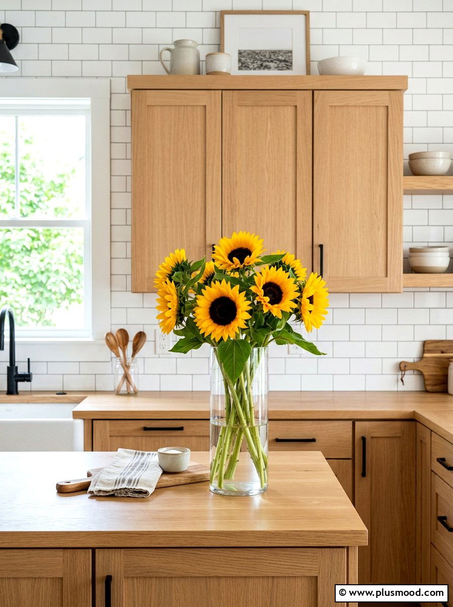 Fresh flower vase - 25 summer kitchen window decor ideas