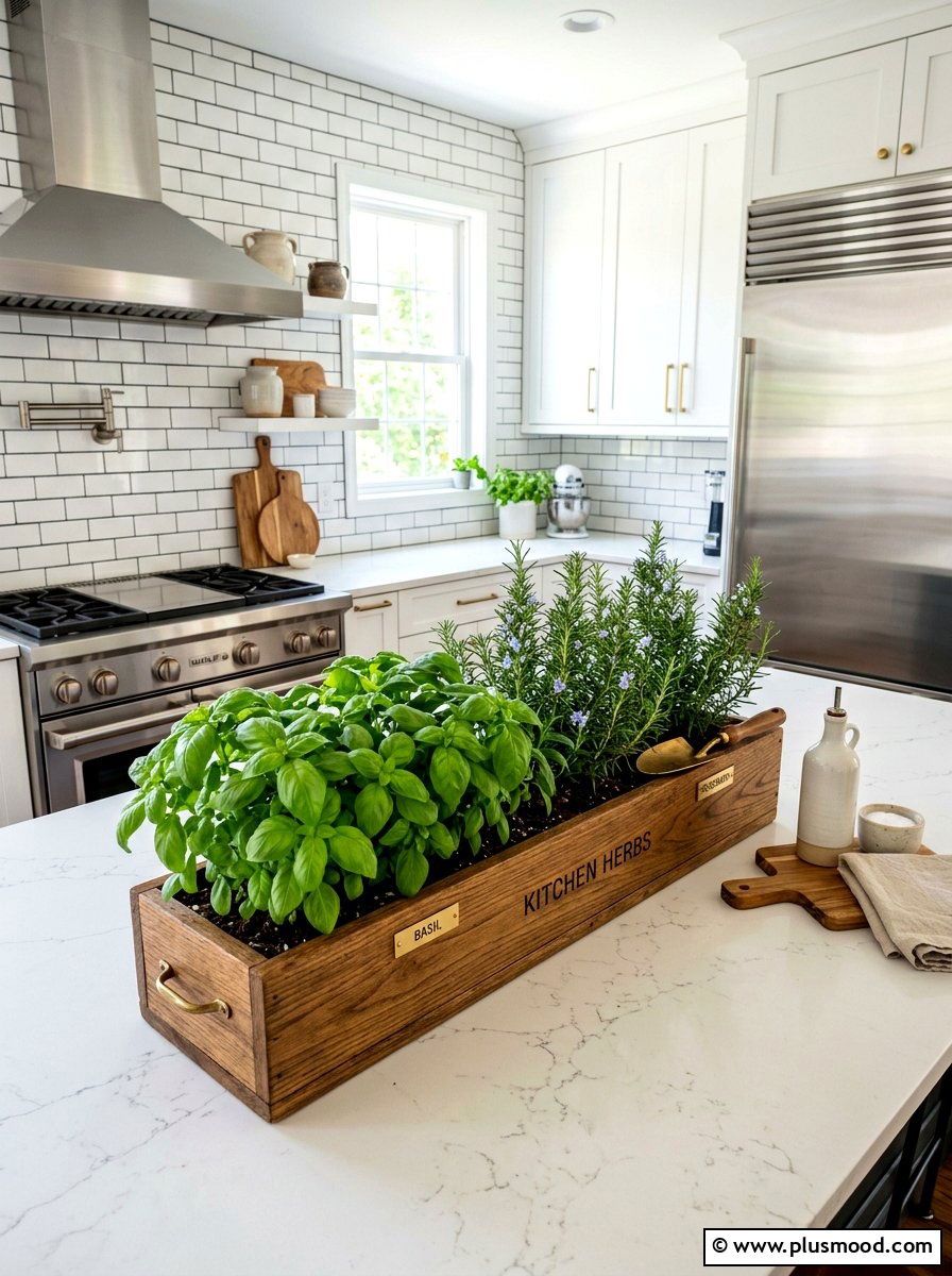 Fresh herb planter box - 25 summer kitchen centerpiece ideas