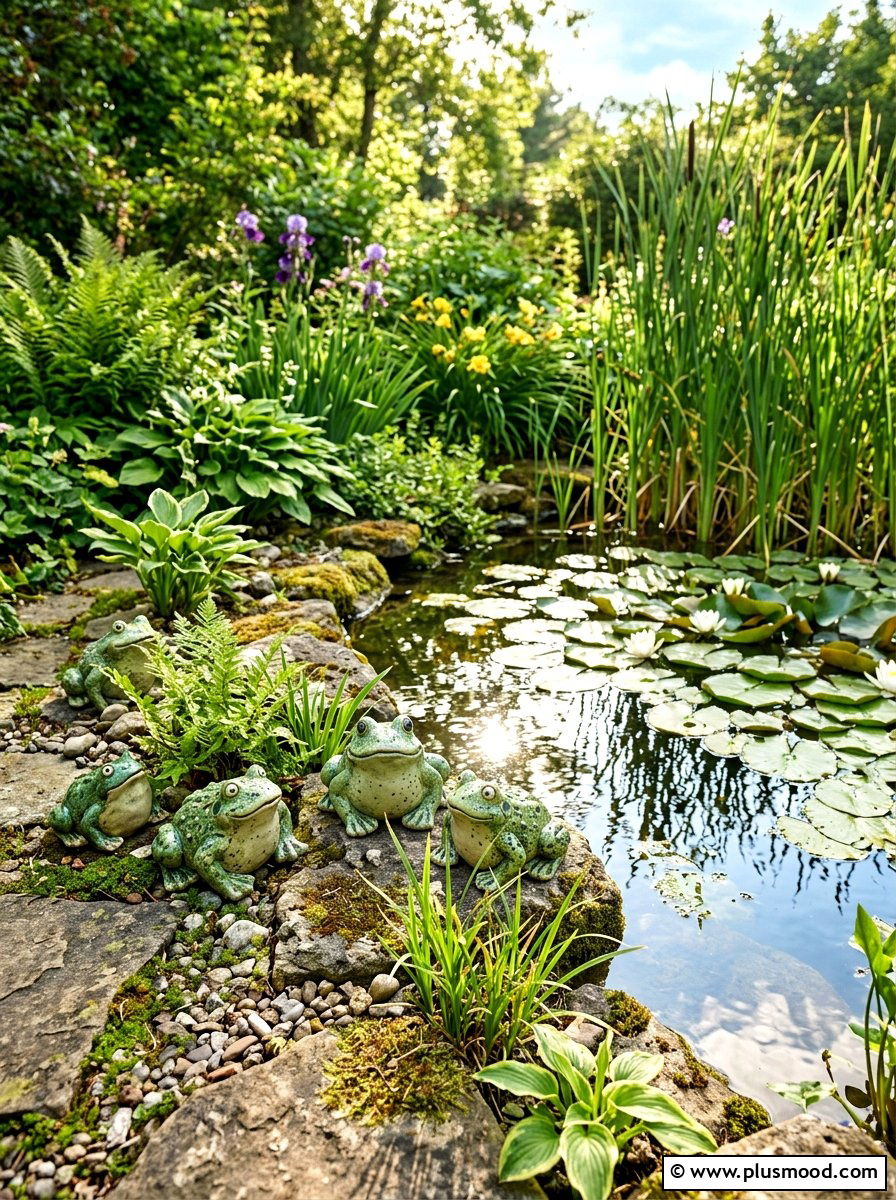 Frog garden stones - 25 painted rock ideas for spring garden