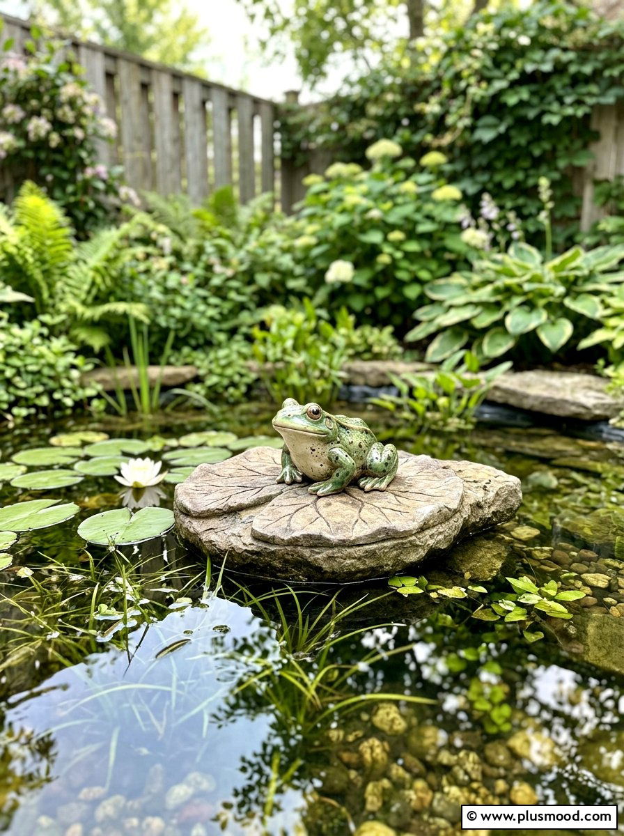 Frog on lily pad stone - 25 painted rock ideas with frog art