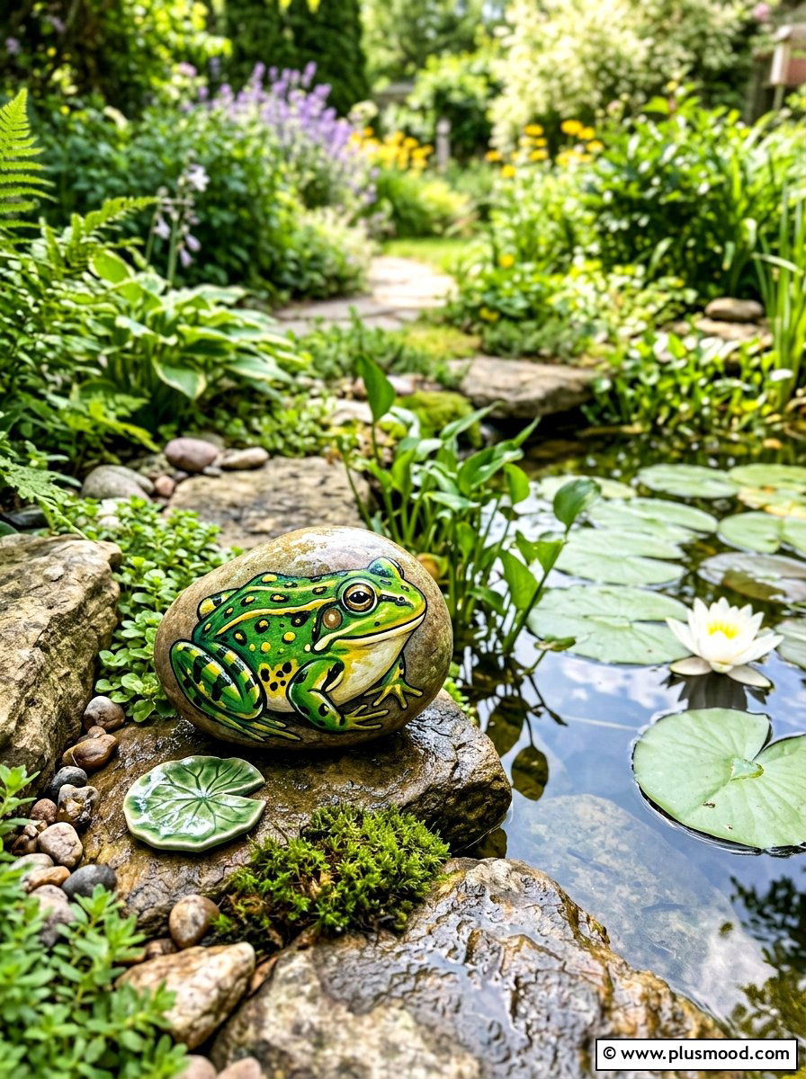 Frog rock art - 25 painted rock ideas with woodland creatures