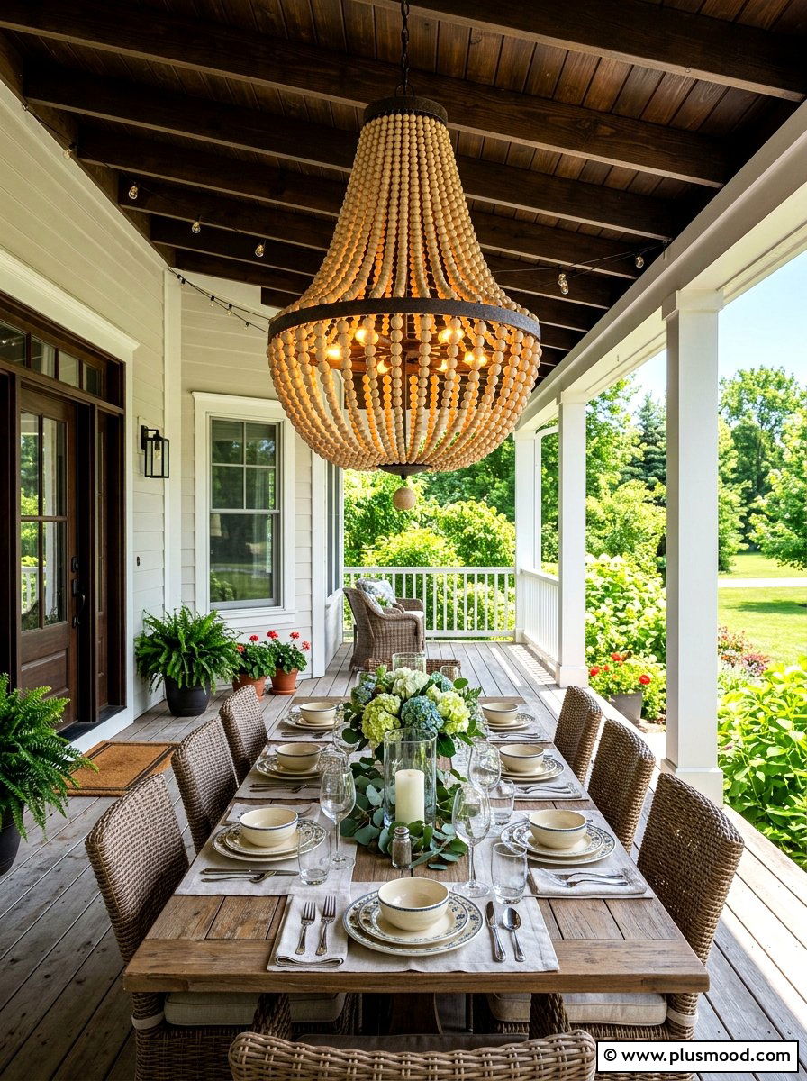 Front Porch Beaded Lighting - 25 summer boho front porch ideas