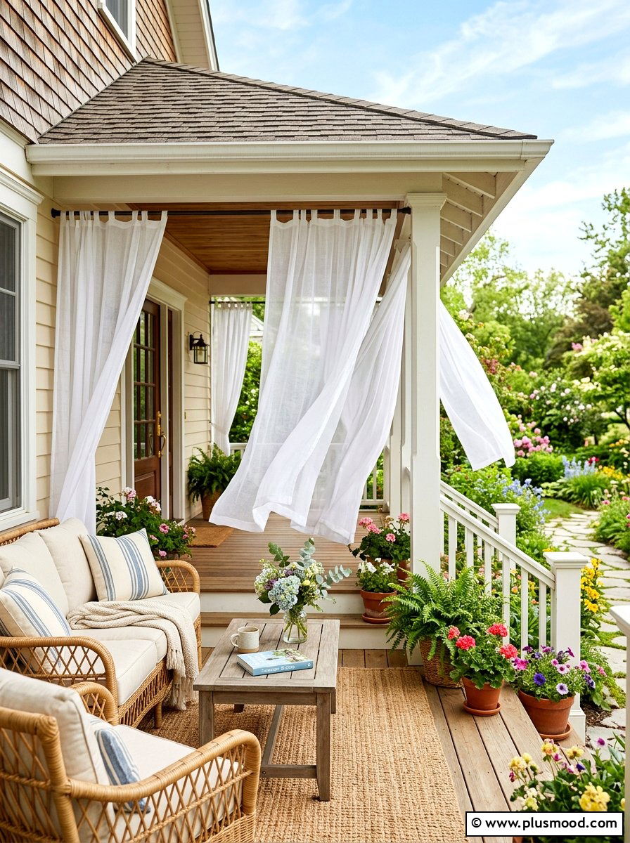 Front Porch Curtains - 25 summer bungalow curb appeal ideas