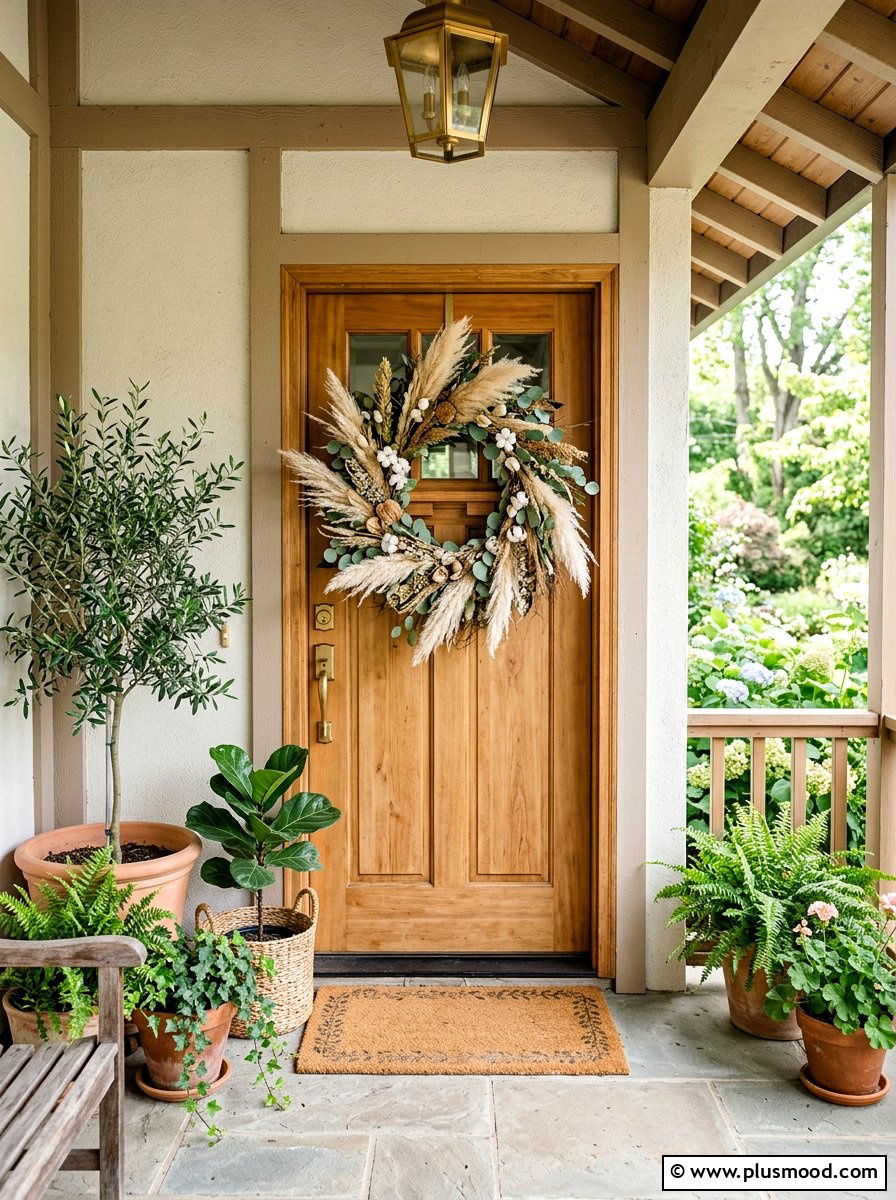 Front Porch Door Wreath - 25 summer boho front porch ideas