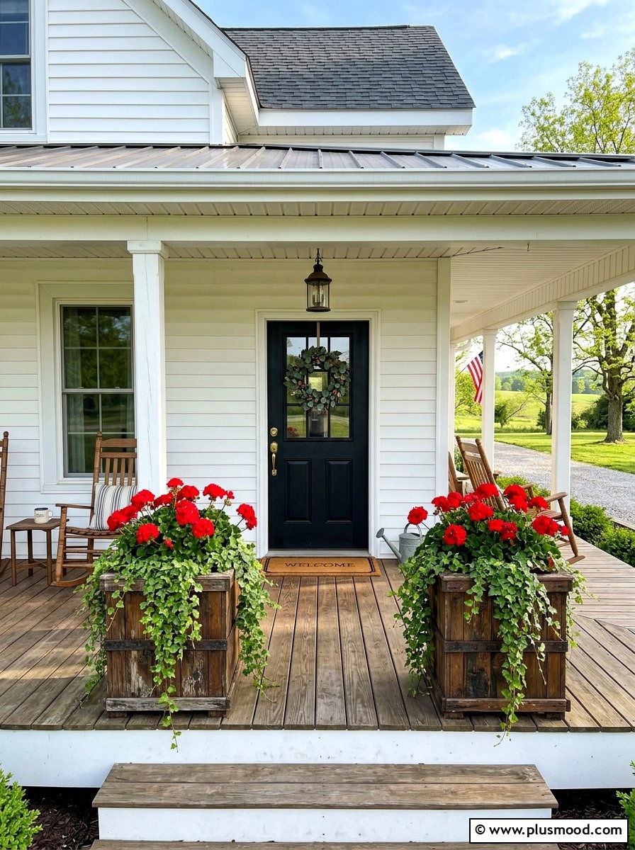 Front Porch Planter - 25 summer farmhouse landscaping ideas