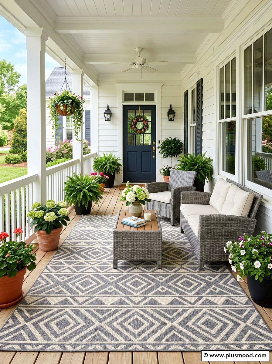 Front Porch Rugs - 25 late summer curb appeal ideas