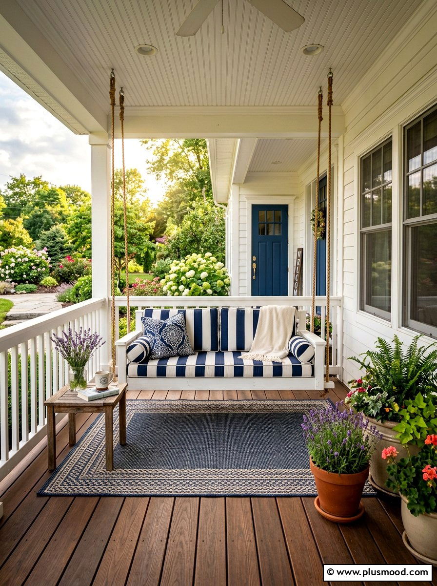 Front Porch Swing - 25 summer home exterior refresh ideas
