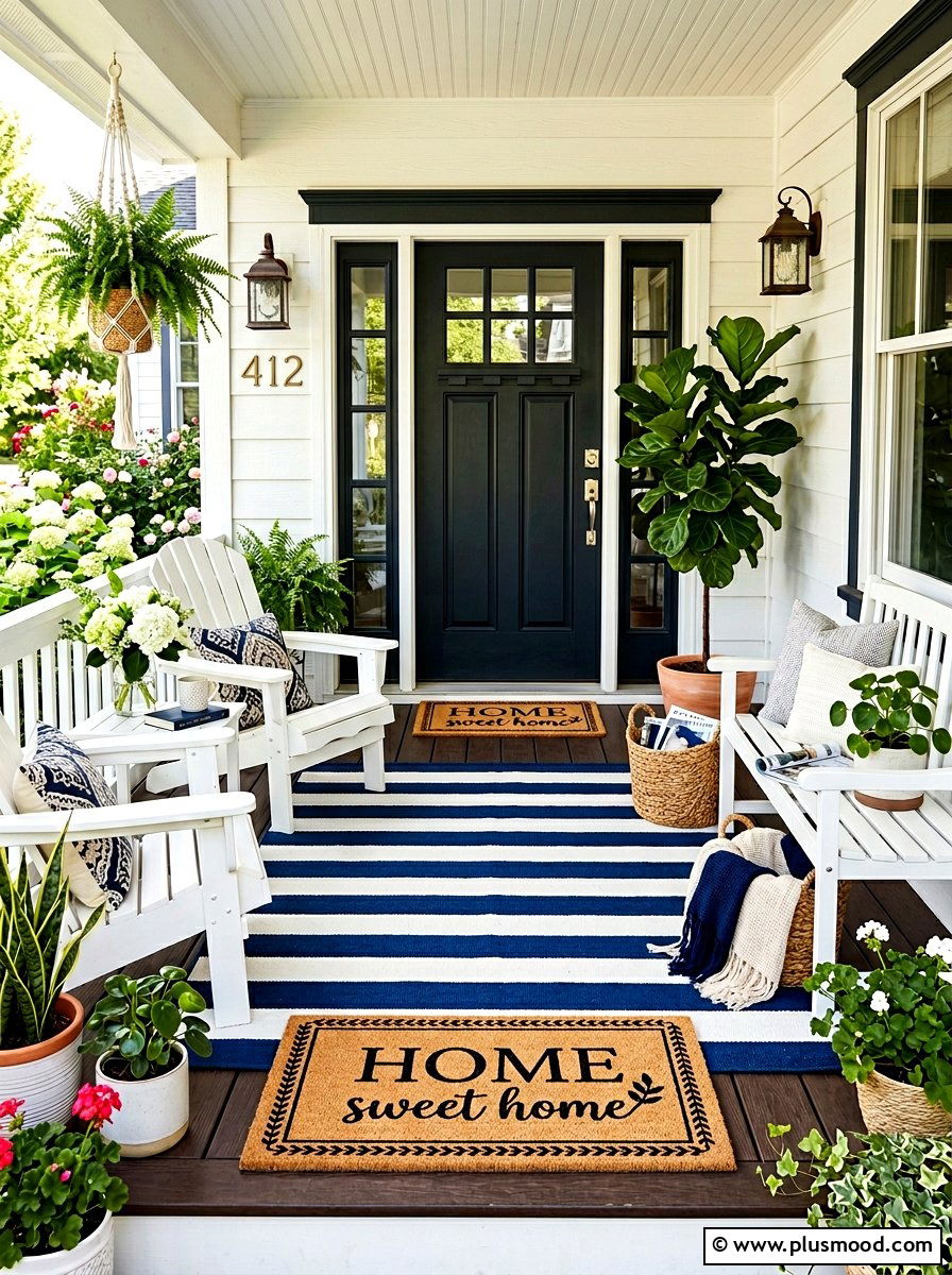Front Porch With Layered Rugs - 25 summer front porch ideas