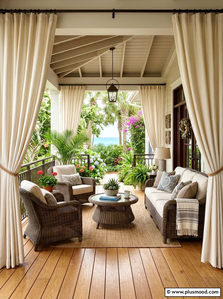 Front Porch With Outdoor Curtains - 25 summer front porch ideas