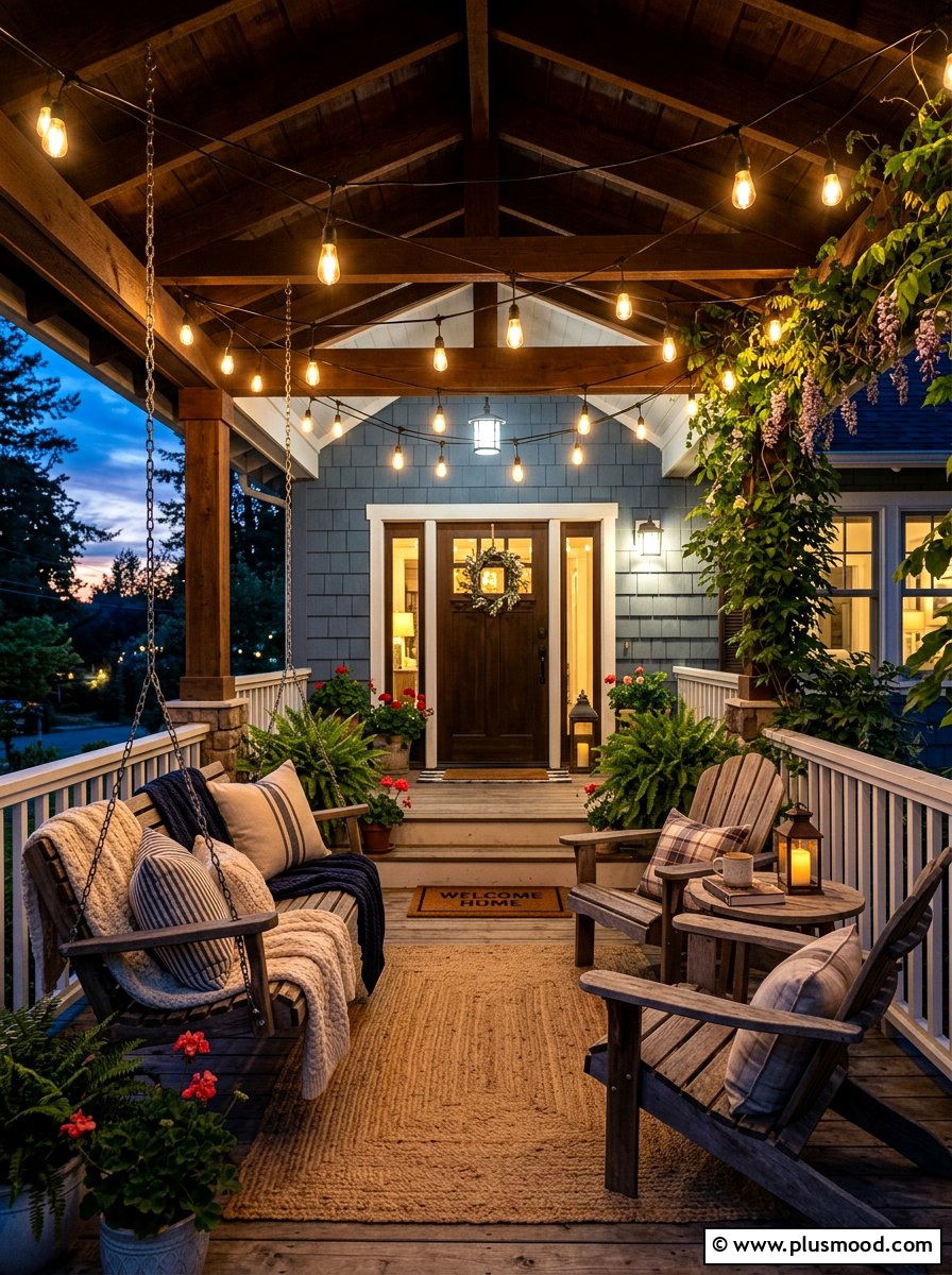 Front Porch With String Lights - 25 summer front porch ideas