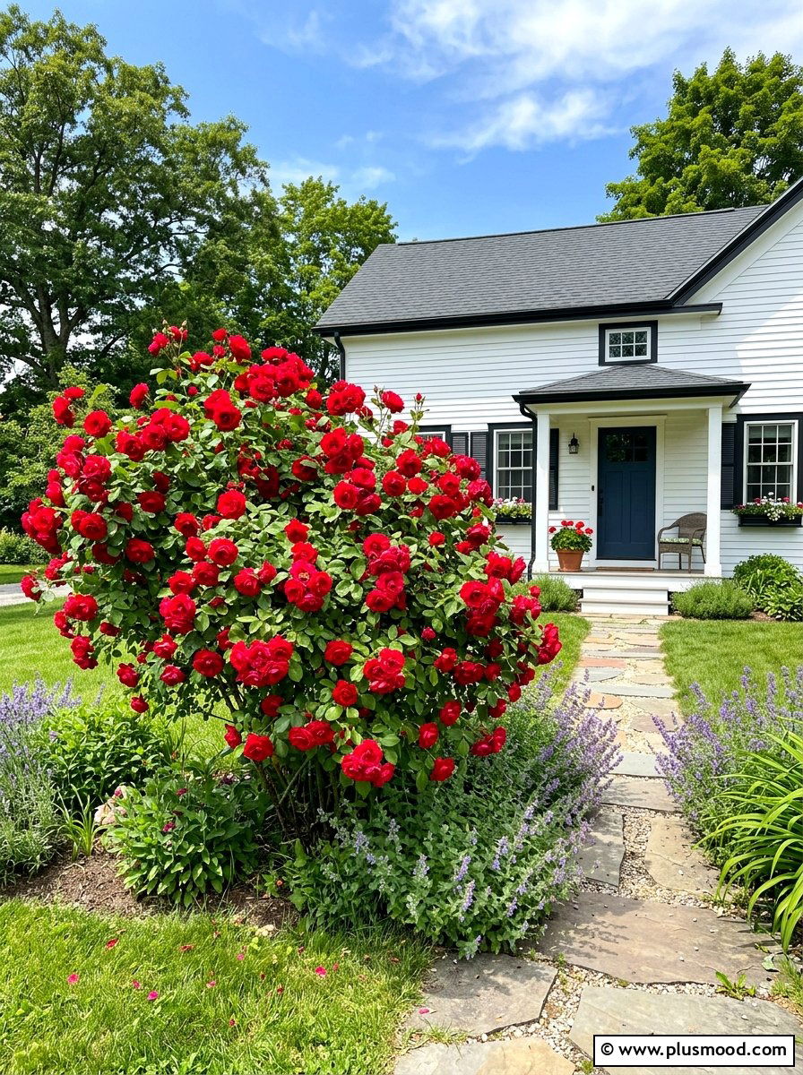Front Yard Rose Bush - 25 summer foundation planting ideas