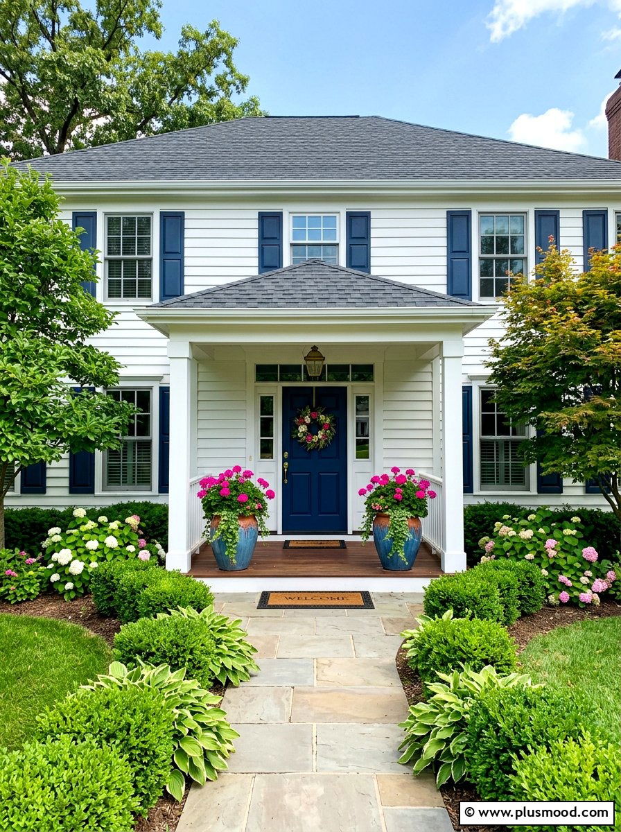 Front door geranium entrance pots - 25 summer planters with geraniums ideas