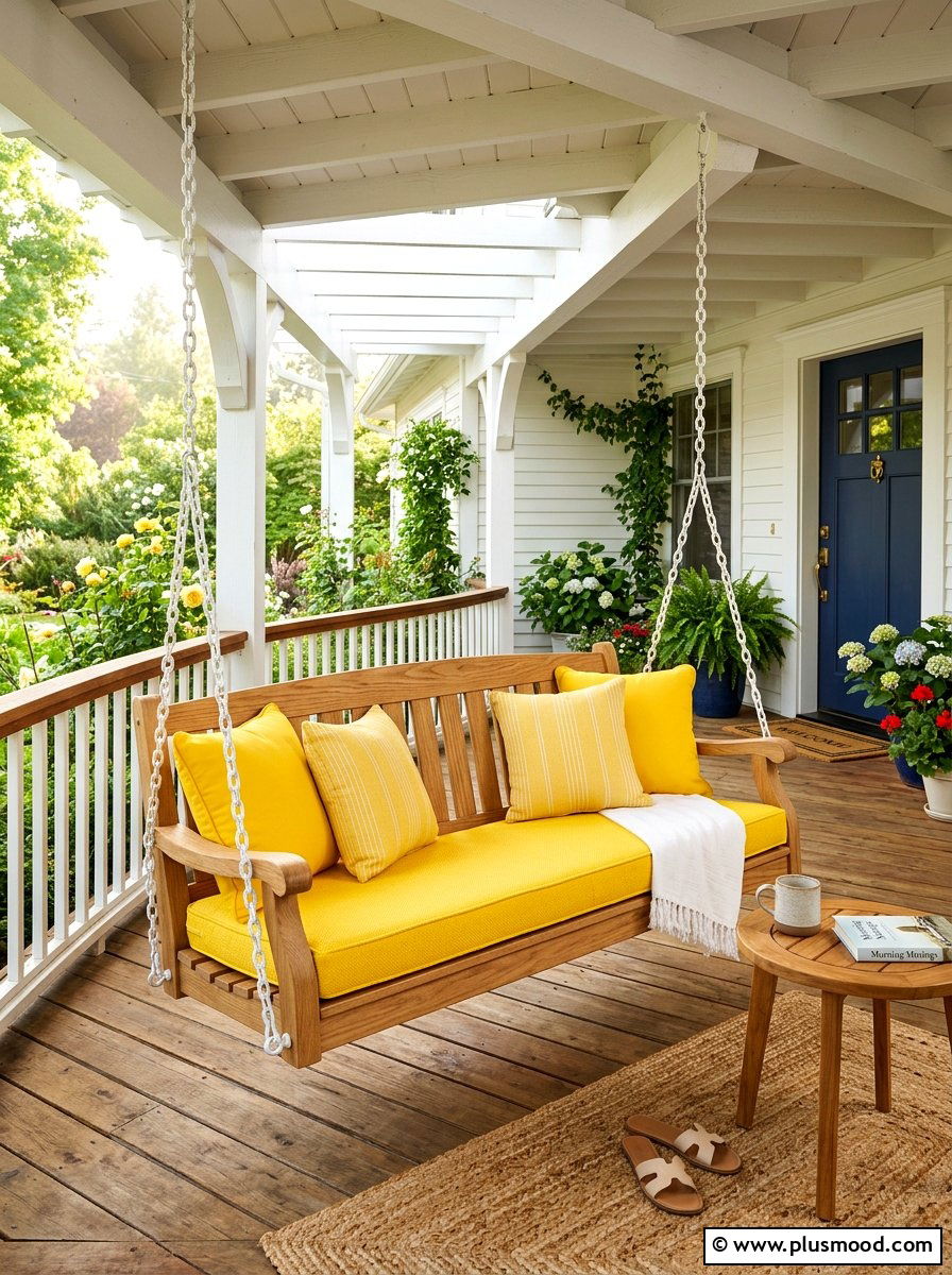 Front porch swing - 25 summer cheap curb appeal ideas for summer