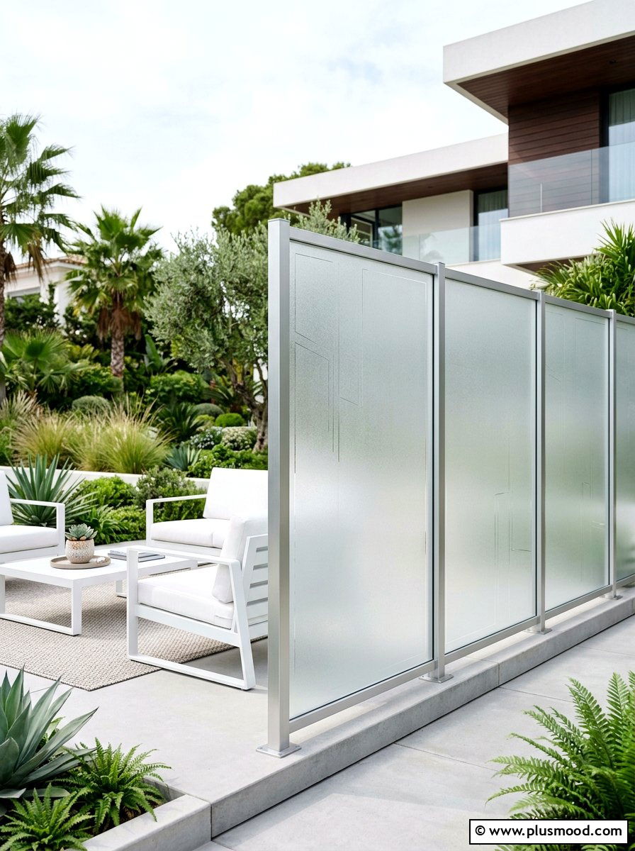 Frosted Glass Privacy Panels - 25 summer patio privacy ideas
