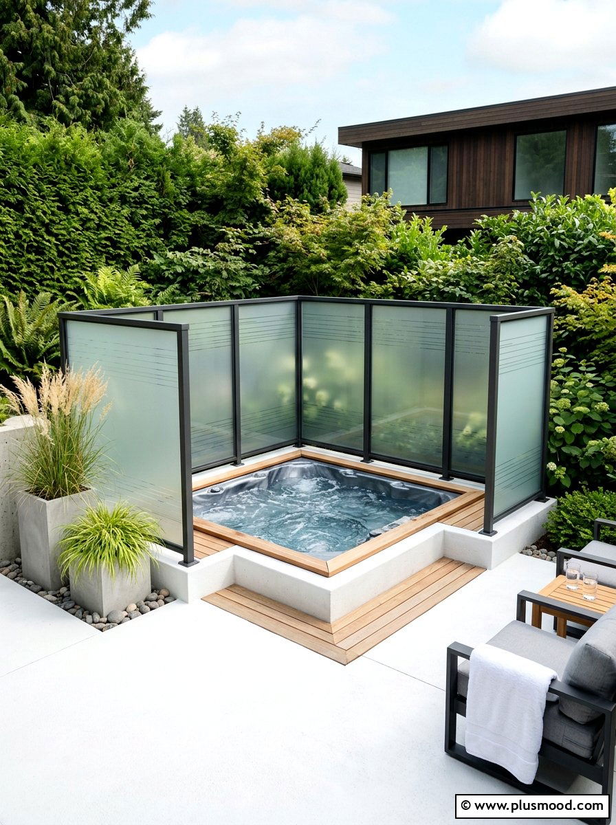 Frosted Glass Privacy Partition - 25 small backyard ideas with privacy screen