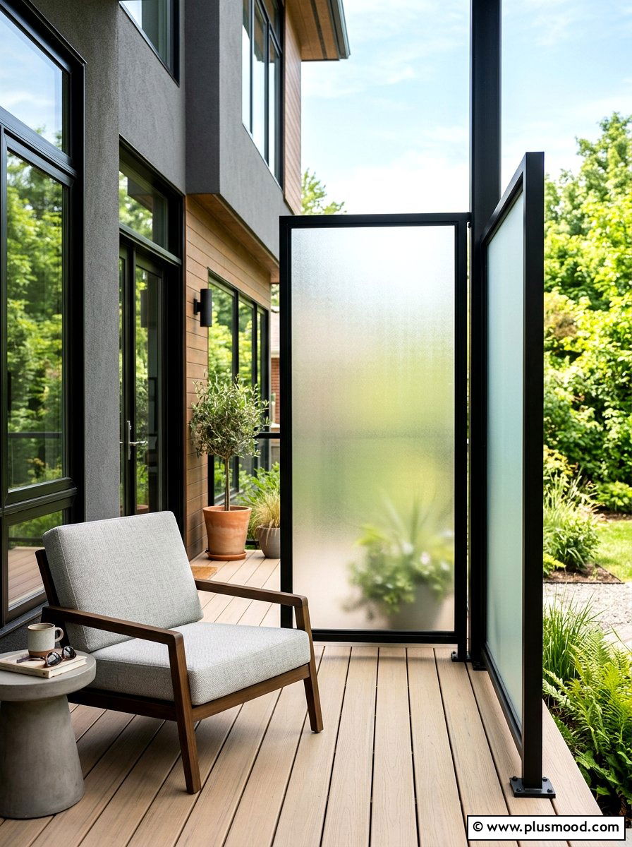 Frosted Glass Privacy Screen - 25 summer modern front porch ideas