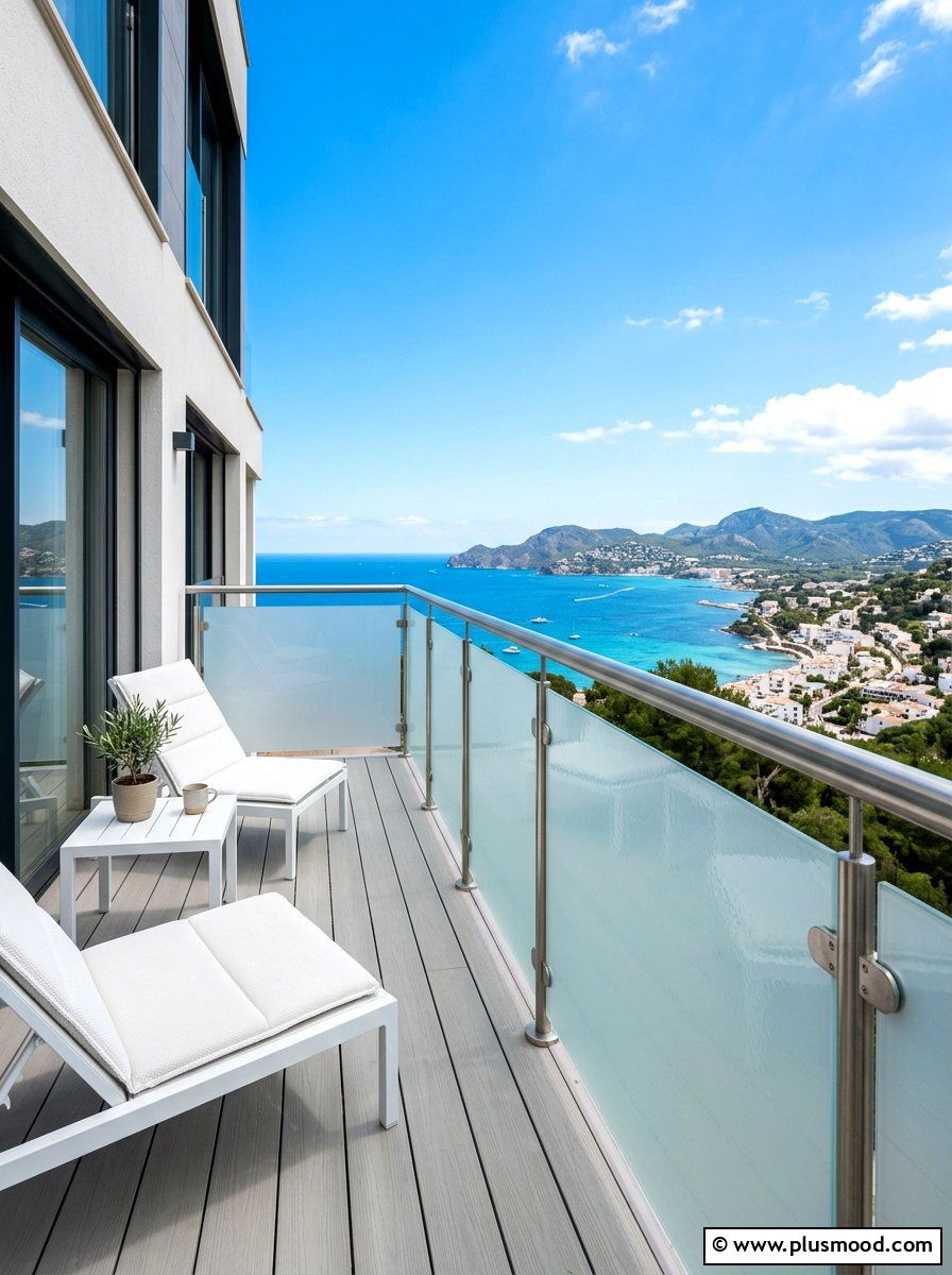 Frosted glass railing - 25 summer balcony privacy ideas