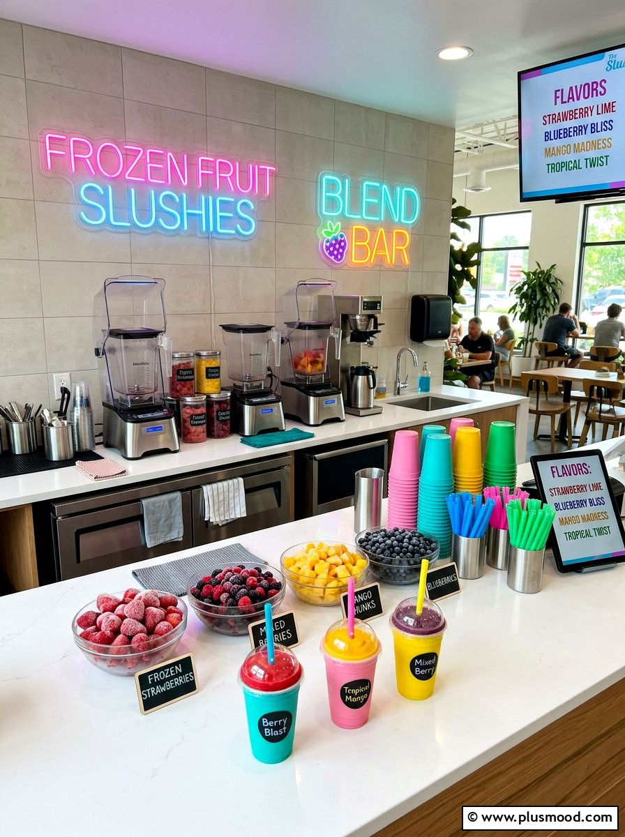 Frozen Fruit Slushie Station - 25 summer drink station ideas for summer