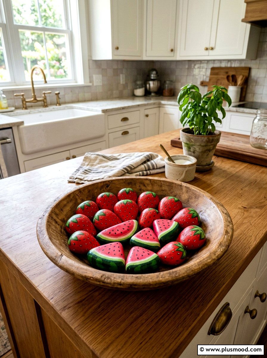 Fruit Painted Rock - 25 painted rock ideas for tabletop display