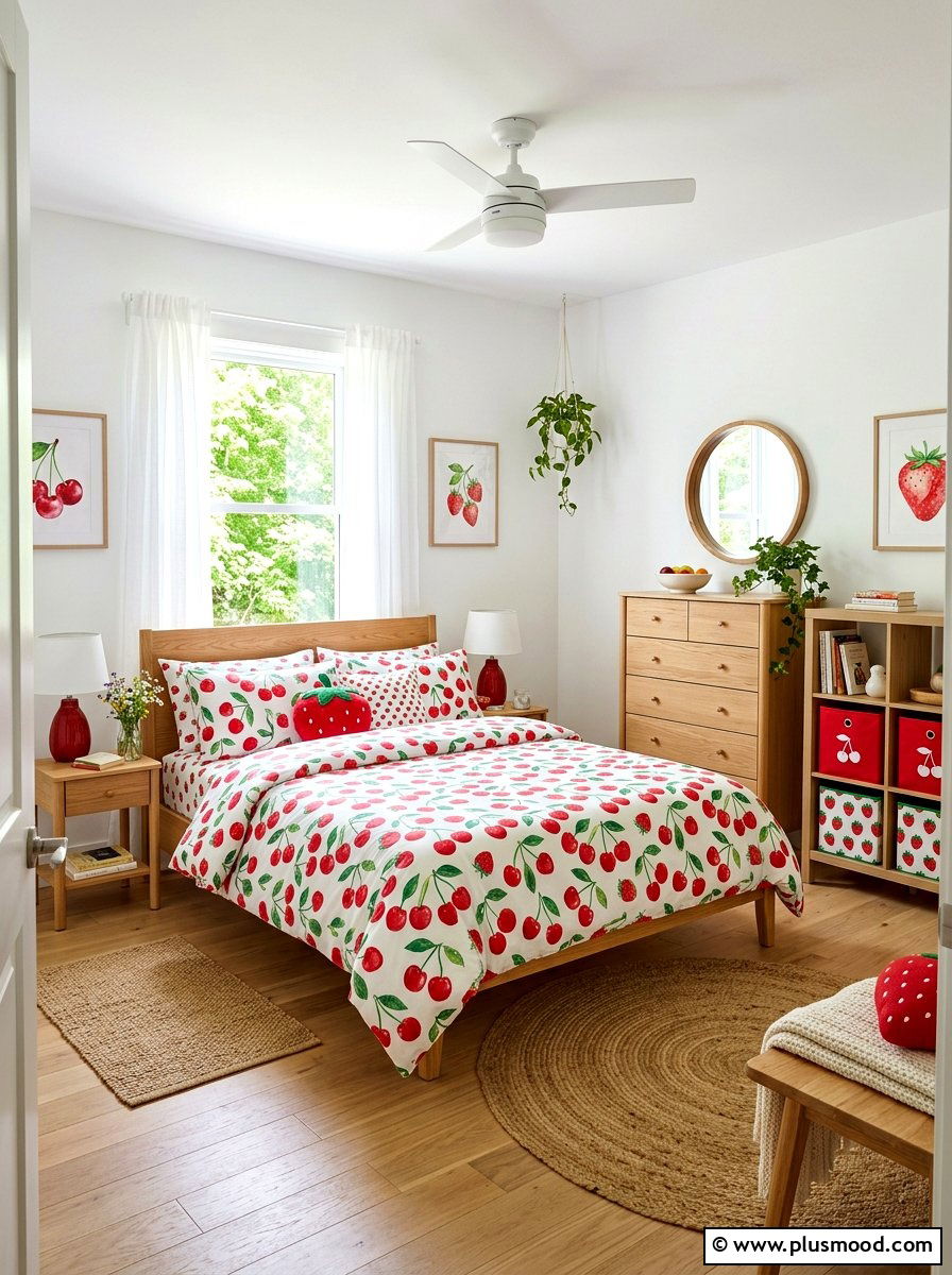 Fruit Print Bedroom - 25 summer girls bedroom ideas