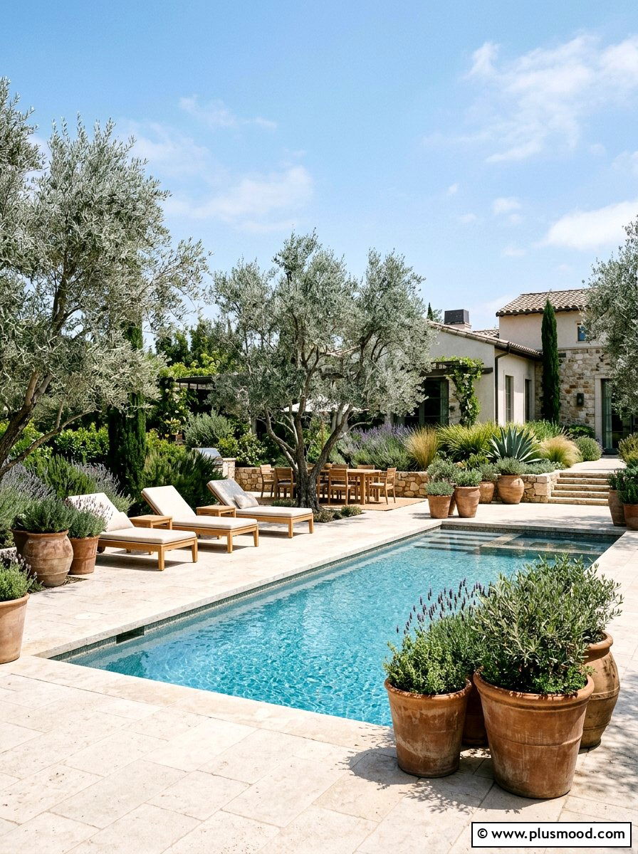 Fruitless Olive Pool Patio - 25 pool landscaping ideas with shade trees